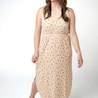 IN STOCK Reagan Ribbed Midi Dress - Sand and Rust Floral