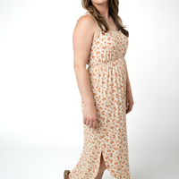 IN STOCK Reagan Ribbed Midi Dress - Sand and Rust Floral