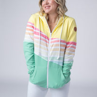 IN STOCK Colorblock Fullzip - Yellow, Rainbow Stripes, and Lime