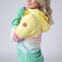 IN STOCK Colorblock Fullzip - Yellow, Rainbow Stripes, and Lime
