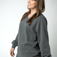IN STOCK Lace Accent Vintage Wash Pullover - Black