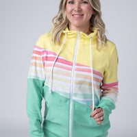 IN STOCK Colorblock Fullzip - Yellow, Rainbow Stripes, and Lime