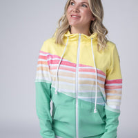 IN STOCK Colorblock Fullzip - Yellow, Rainbow Stripes, and Lime