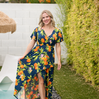 IN STOCK Harley High-Low Dress - Navy Citrus FINAL SALE