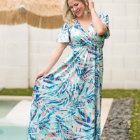 IN STOCK Millie Maxi Dress - Abstract Aqua Breeze FINAL SALE