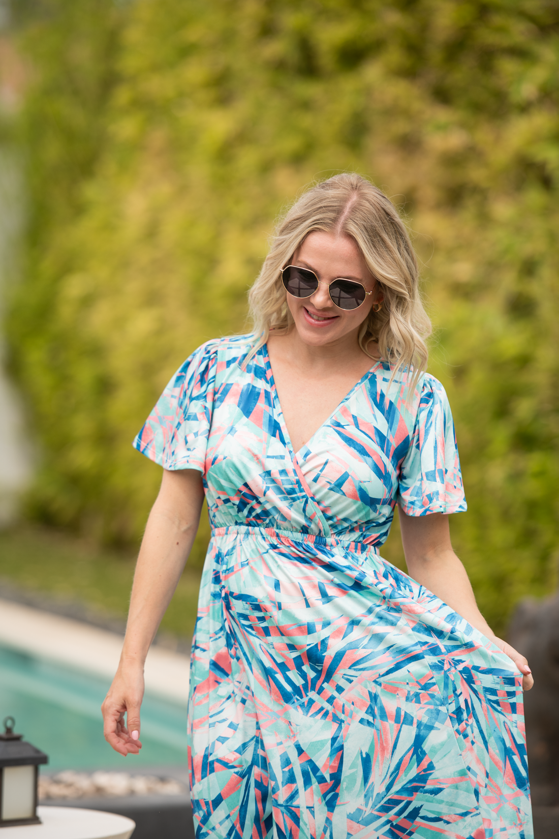 IN STOCK Millie Maxi Dress - Abstract Aqua Breeze FINAL SALE