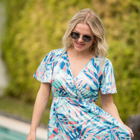 IN STOCK Millie Maxi Dress - Abstract Aqua Breeze FINAL SALE
