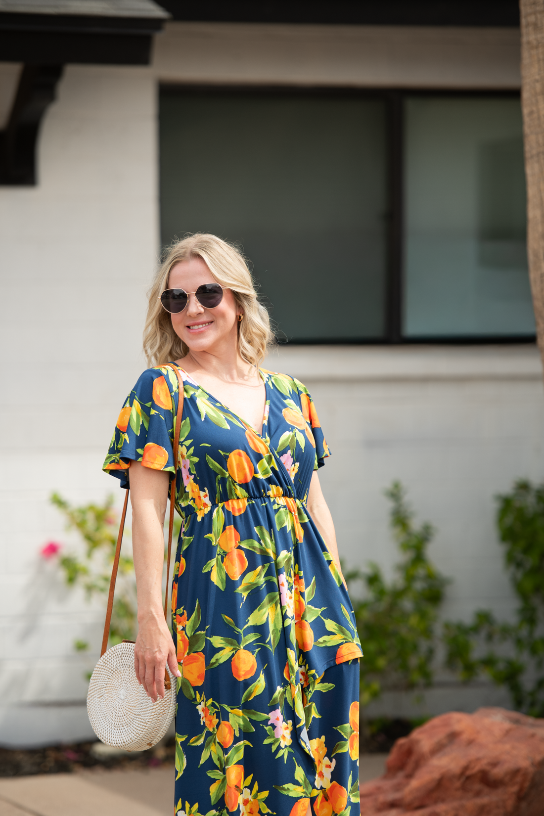 IN STOCK Harley High-Low Dress - Navy Citrus FINAL SALE