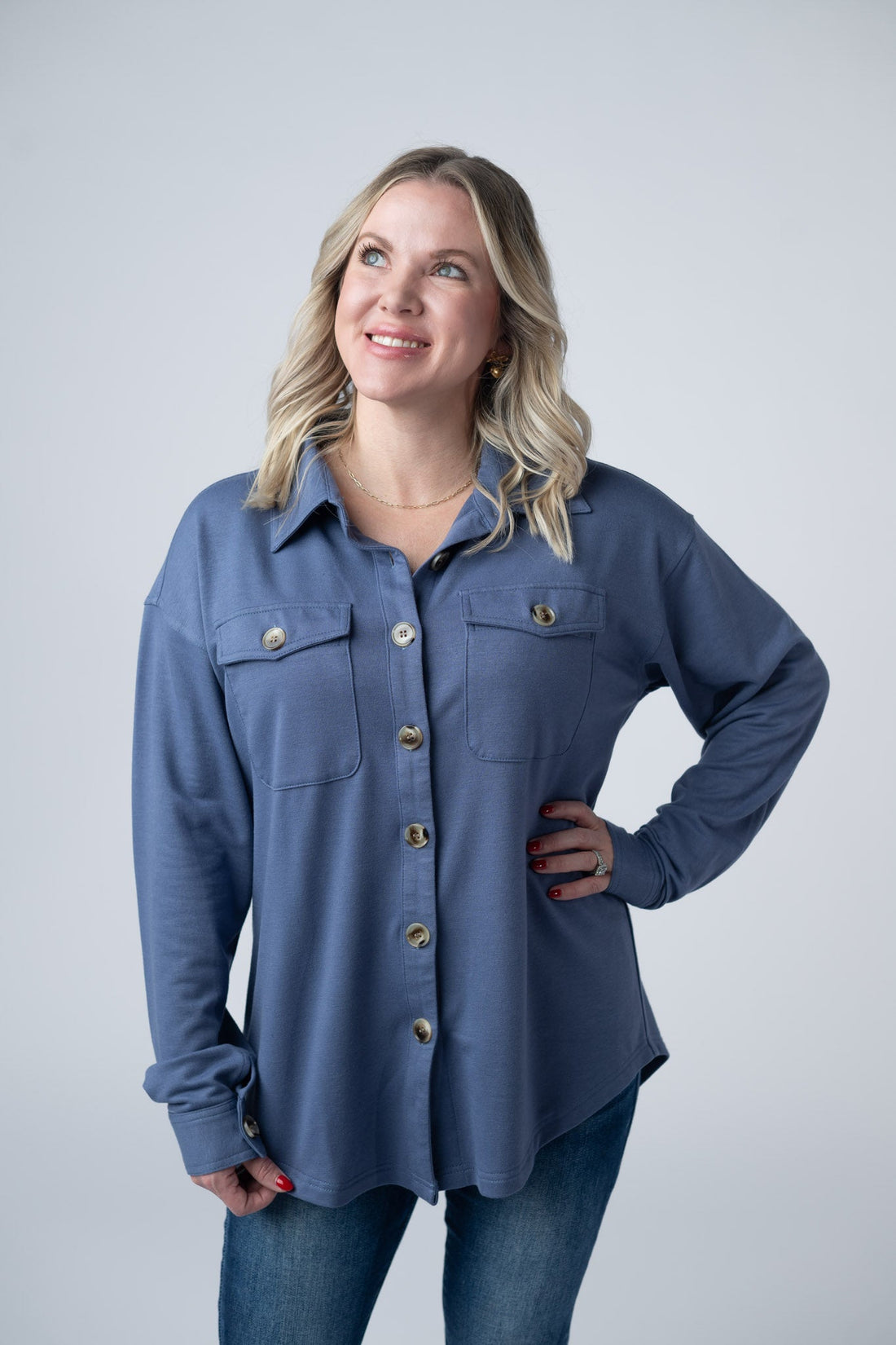 IN STOCK Brenna Button Down Top - Denim