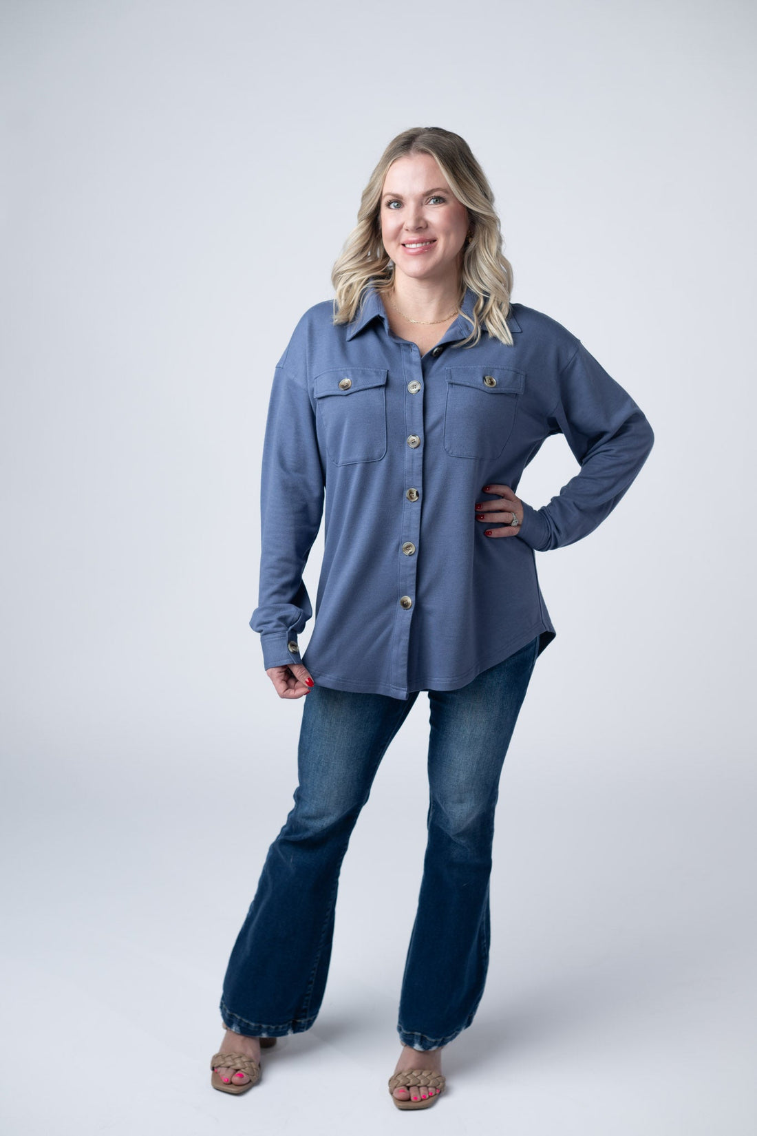 IN STOCK Brenna Button Down Top - Denim