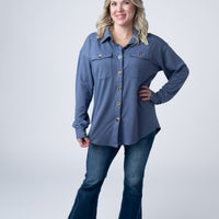 IN STOCK Brenna Button Down Top - Denim