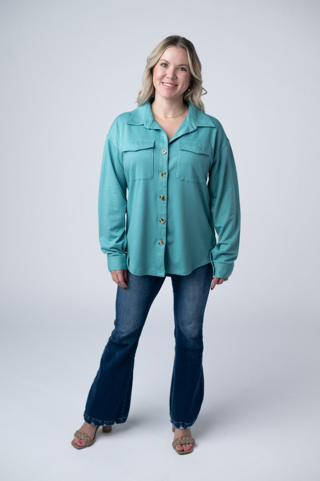 IN STOCK Brenna Button Down Top - Teal