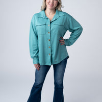 IN STOCK Brenna Button Down Top - Teal