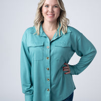 IN STOCK Brenna Button Down Top - Teal