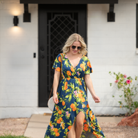 IN STOCK Harley High-Low Dress - Navy Citrus FINAL SALE