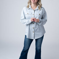 IN STOCK Brenna Button Down Top - Grey