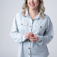 IN STOCK Brenna Button Down Top - Grey