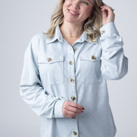 IN STOCK Brenna Button Down Top - Grey