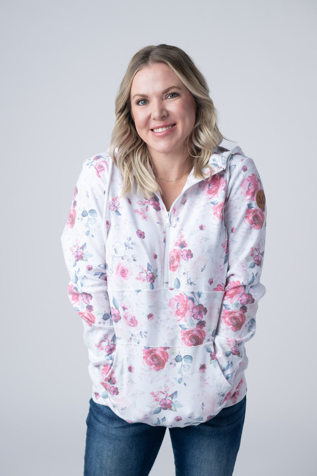 IN STOCK HalfZip Hoodie - Pink Bloom