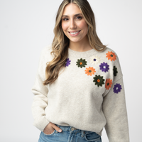 IN STOCK Fall Floral Sweater - Beige