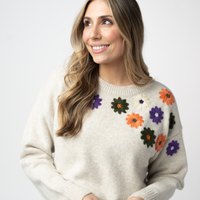 IN STOCK Fall Floral Sweater - Beige