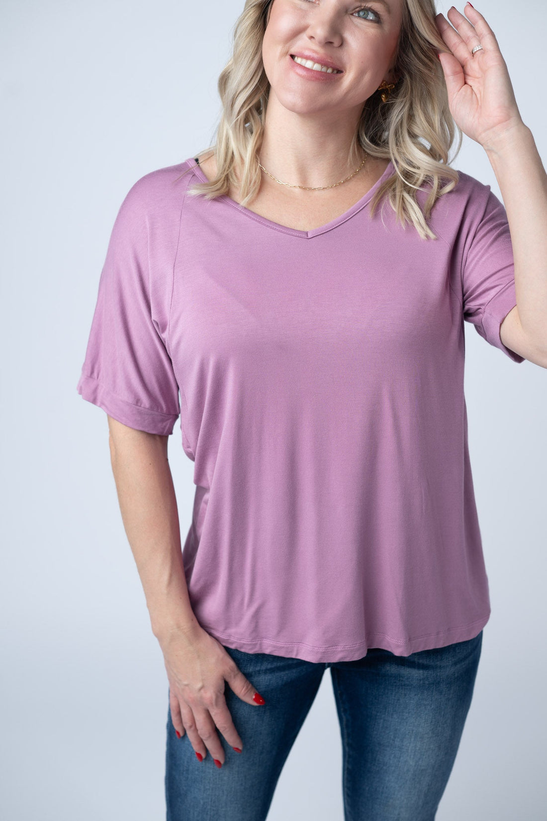 IN STOCK Bamboo V Neck Tee - Pink