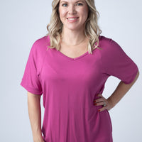 IN STOCK Bamboo V Neck Tee - Magenta