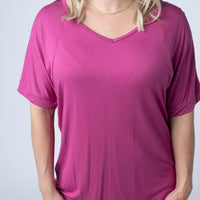 IN STOCK Bamboo V Neck Tee - Magenta