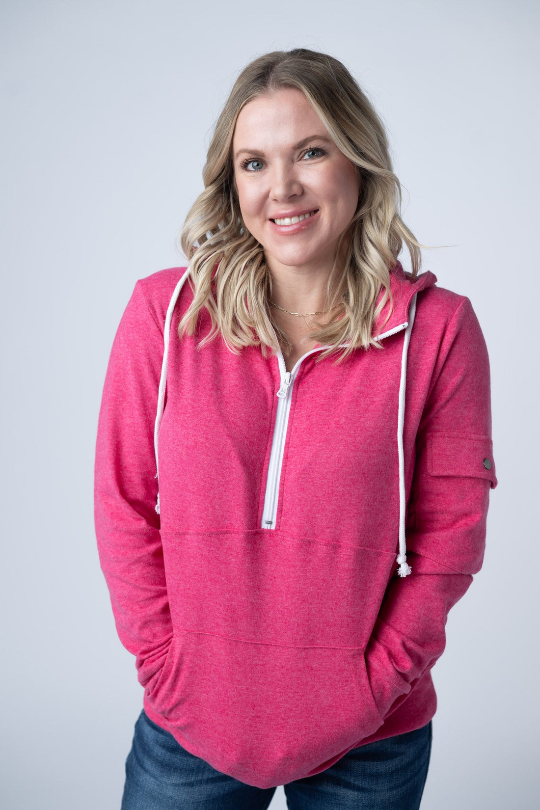 IN STOCK Pixie Pocket Halfzip Hoodie - Hot Pink