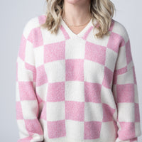 IN STOCK Checkered Hoodie - Pink and White