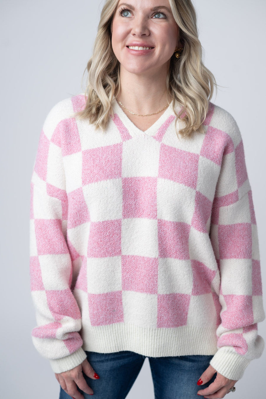 IN STOCK Checkered Hoodie - Pink and White