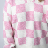 IN STOCK Checkered Hoodie - Pink and White