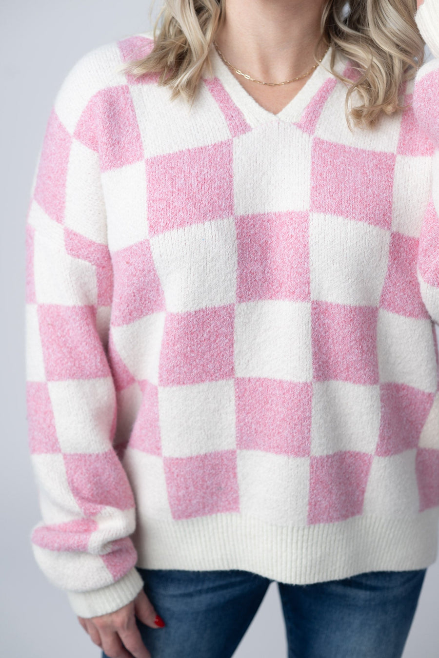 IN STOCK Checkered Hoodie - Pink and White