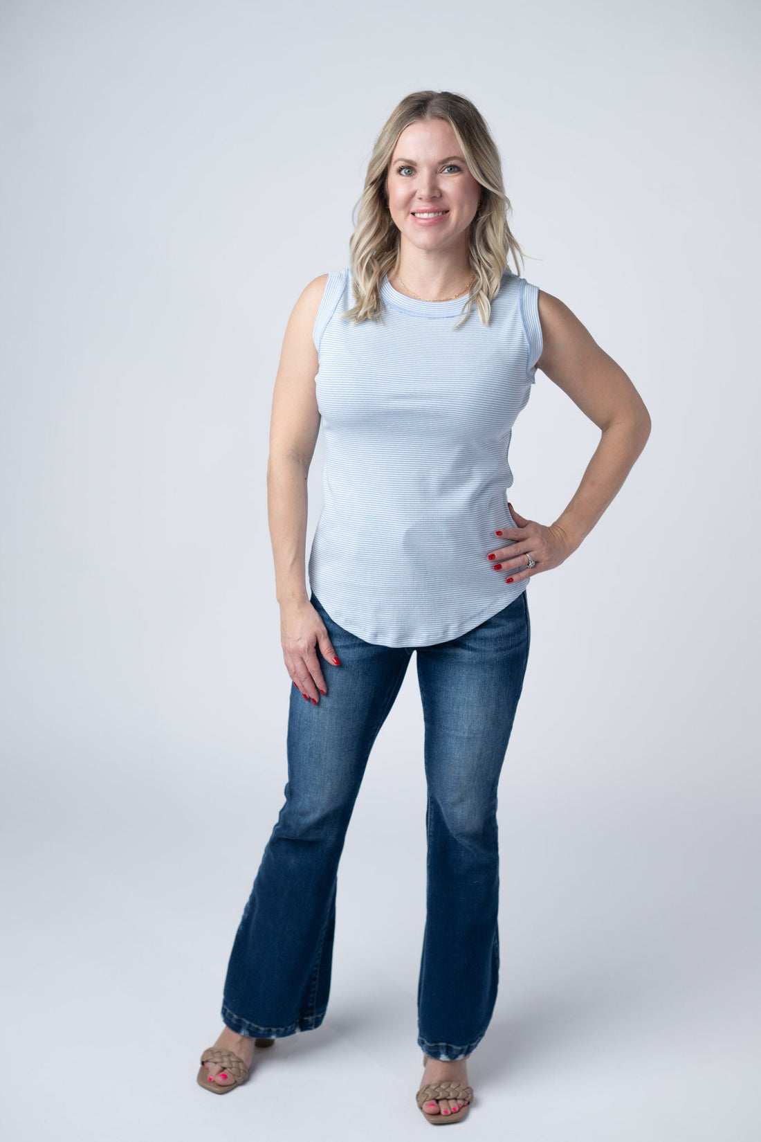 IN STOCK Morgan Micro Striped Tank - Periwinkle