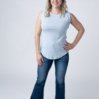 IN STOCK Morgan Micro Striped Tank - Periwinkle