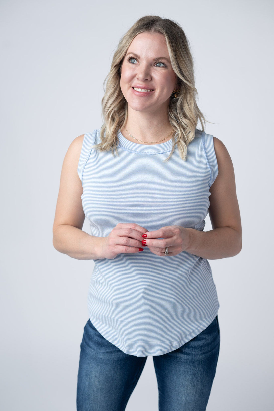 IN STOCK Morgan Micro Striped Tank - Periwinkle