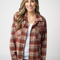 IN STOCK Norah Shacket - Brick Plaid