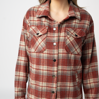 IN STOCK Norah Shacket - Brick Plaid