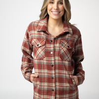 IN STOCK Norah Shacket - Brick Plaid