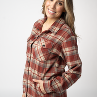 IN STOCK Norah Shacket - Brick Plaid