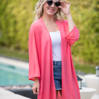 IN STOCK Ellie Cover-Up Kimono - Sunkissed Coral