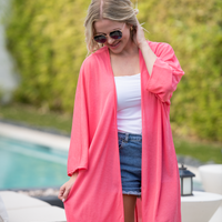 IN STOCK Ellie Cover-Up Kimono - Sunkissed Coral