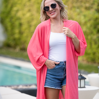 IN STOCK Ellie Cover-Up Kimono - Sunkissed Coral