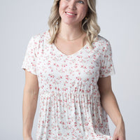 IN STOCK Sarah Ruffle Short Sleeve - Micro Pink Floral