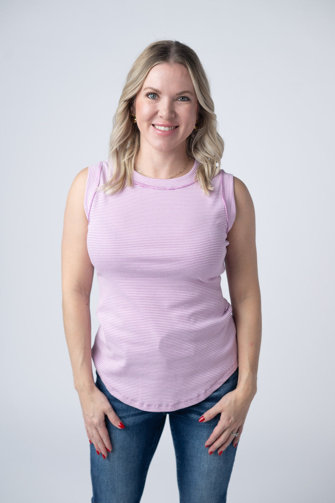 IN STOCK Morgan Micro Striped Tank - Orchid