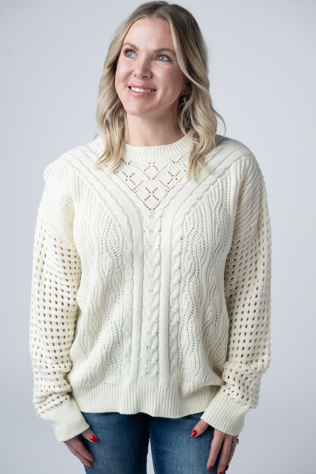 IN STOCK Jasmine Open Knit Sweater - Ivory