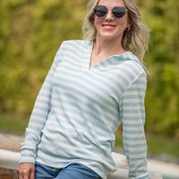 IN STOCK Amelia Striped Hoodie - Sky Blue