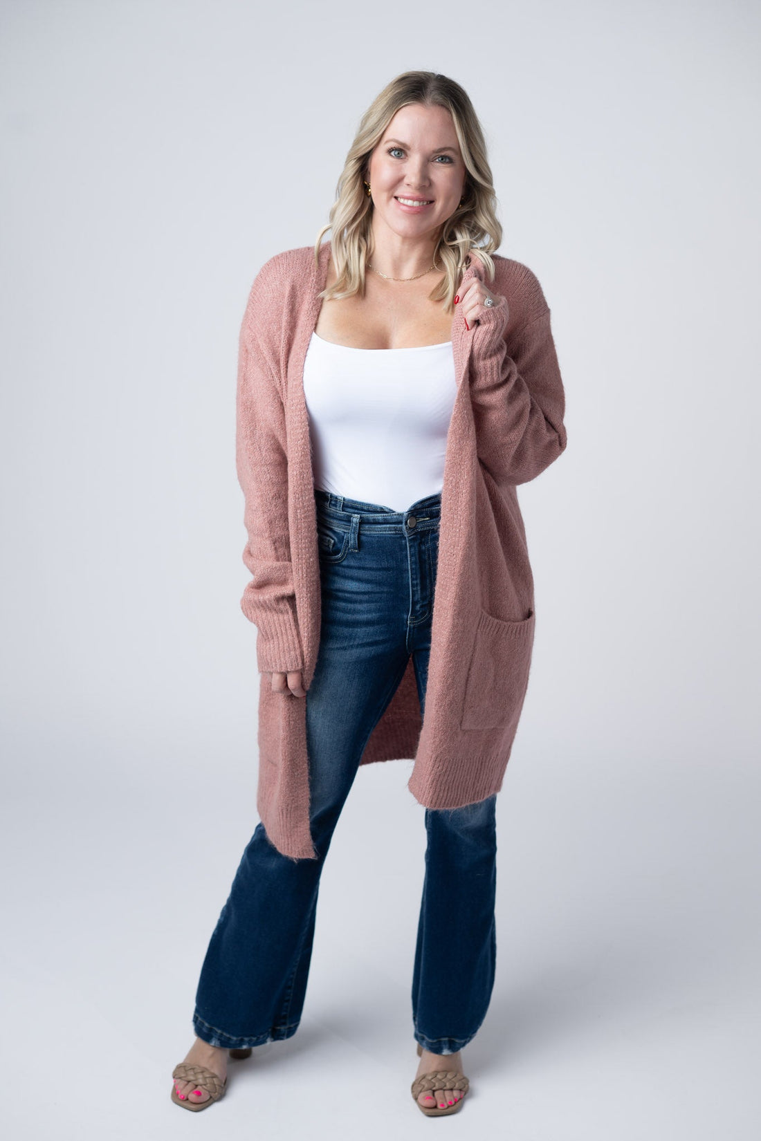 IN STOCK Madison Cozy Cardigan - Dusty Rose