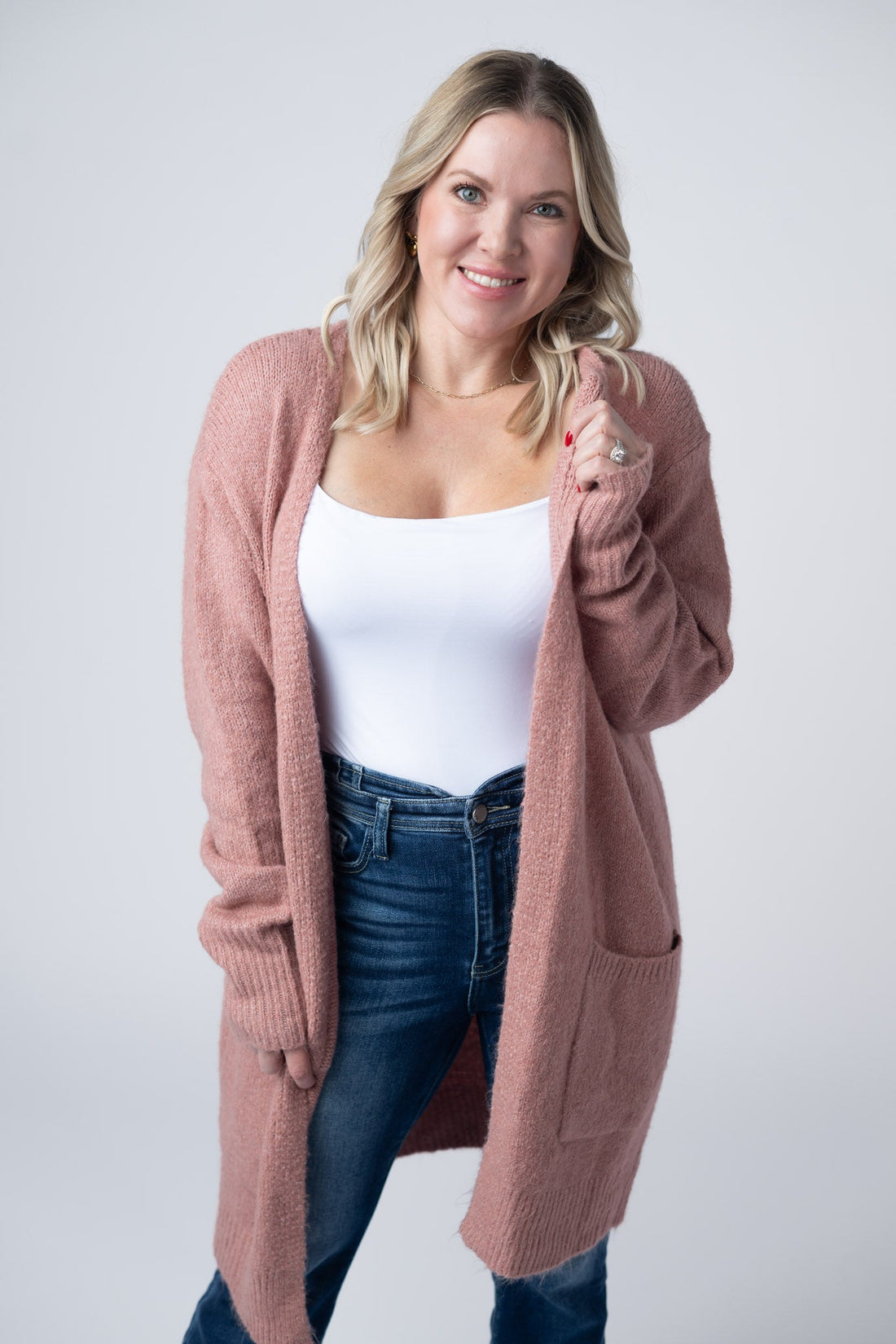 IN STOCK Madison Cozy Cardigan - Dusty Rose