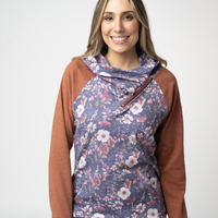 IN STOCK Classic Zoey ZipCowl Sweatshirt - Blushwood Floral and Terra Cotta